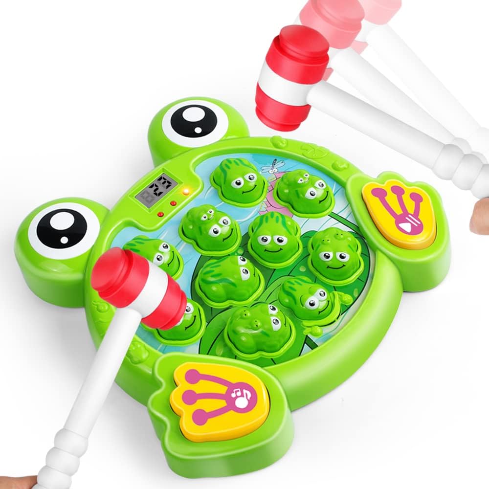 Interactive Whack a Frog Game, Learning, Active, Early Developmental Toy, Fun Age 3, 4, 5, 6, 7, 8 Years Old Kids, Boys, Girls,2 Hammers Included