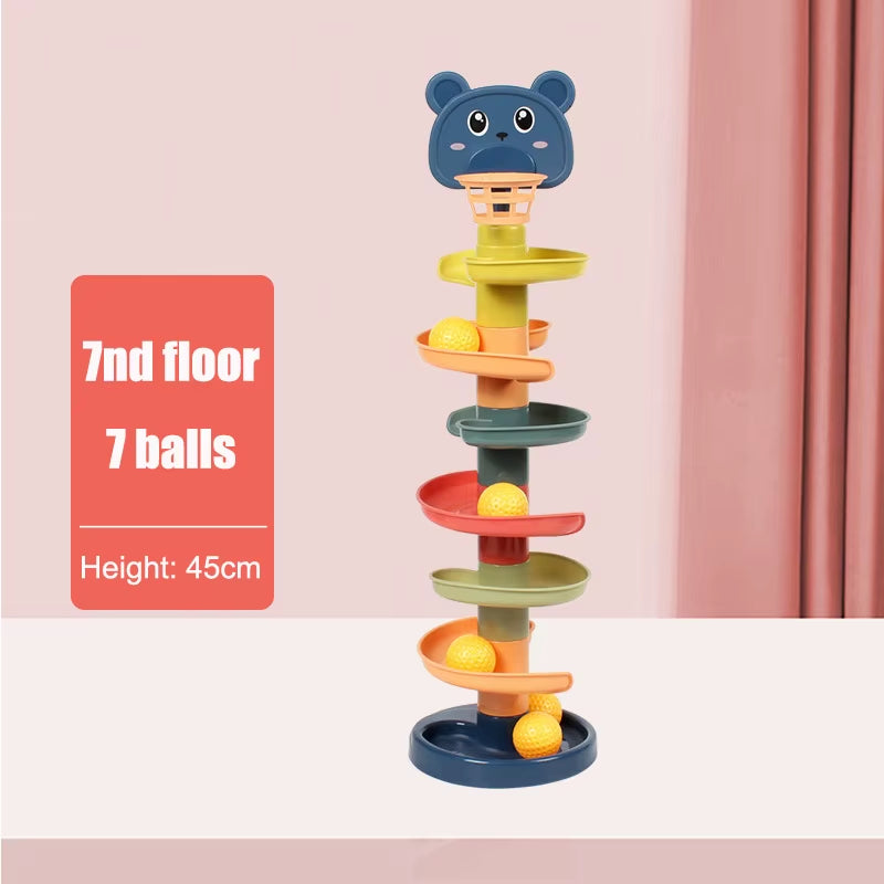 Sliding Rolling Balls Pile Tower Stacking Rotating Spin Track 