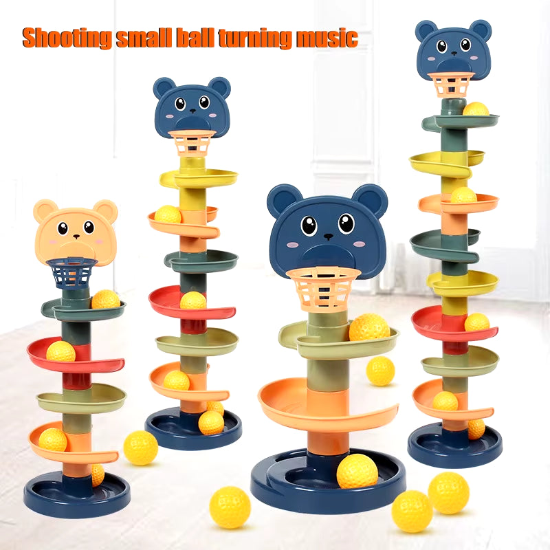 Sliding Rolling Balls Pile Tower Stacking Rotating Spin Track 