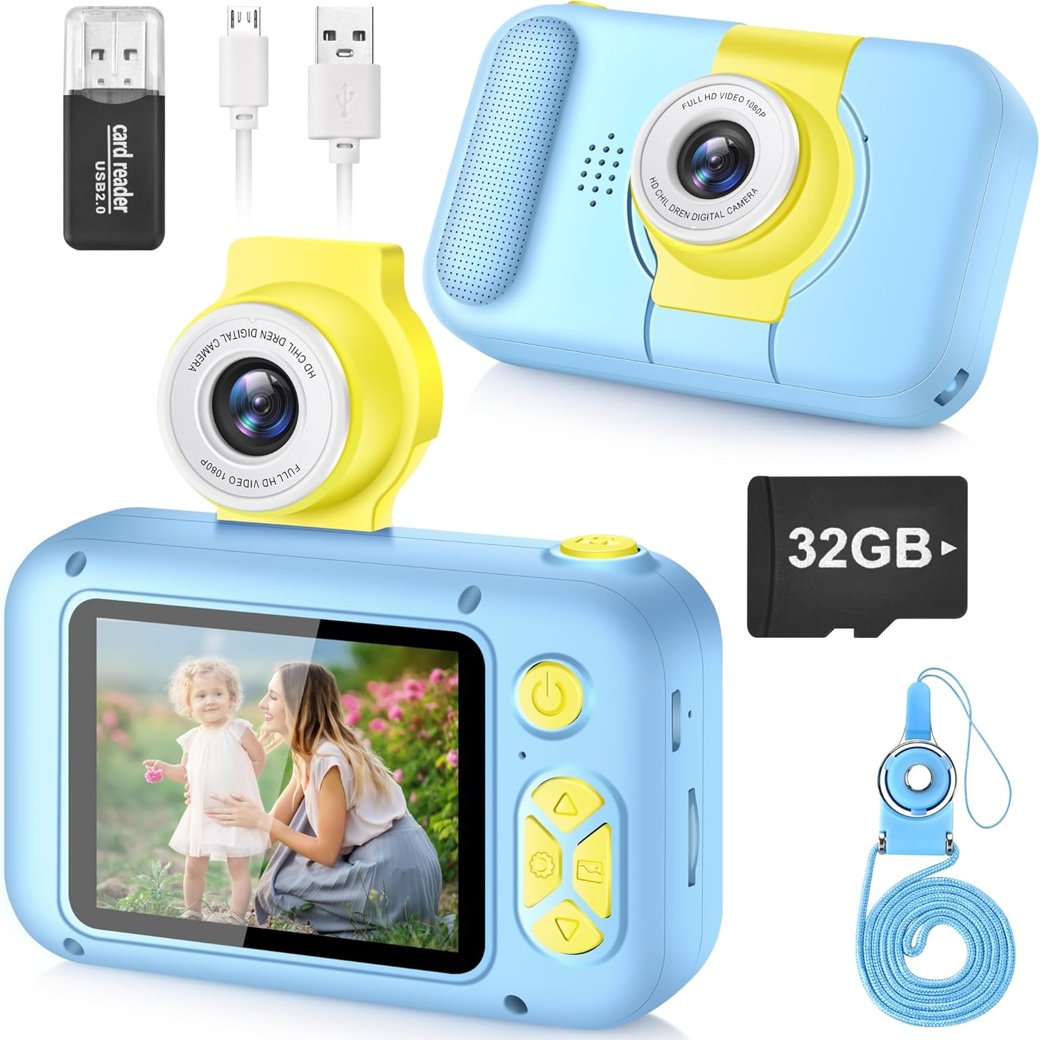 Kid Camera,2.4In IPS Screen Digital Camera,180°Flip Lens