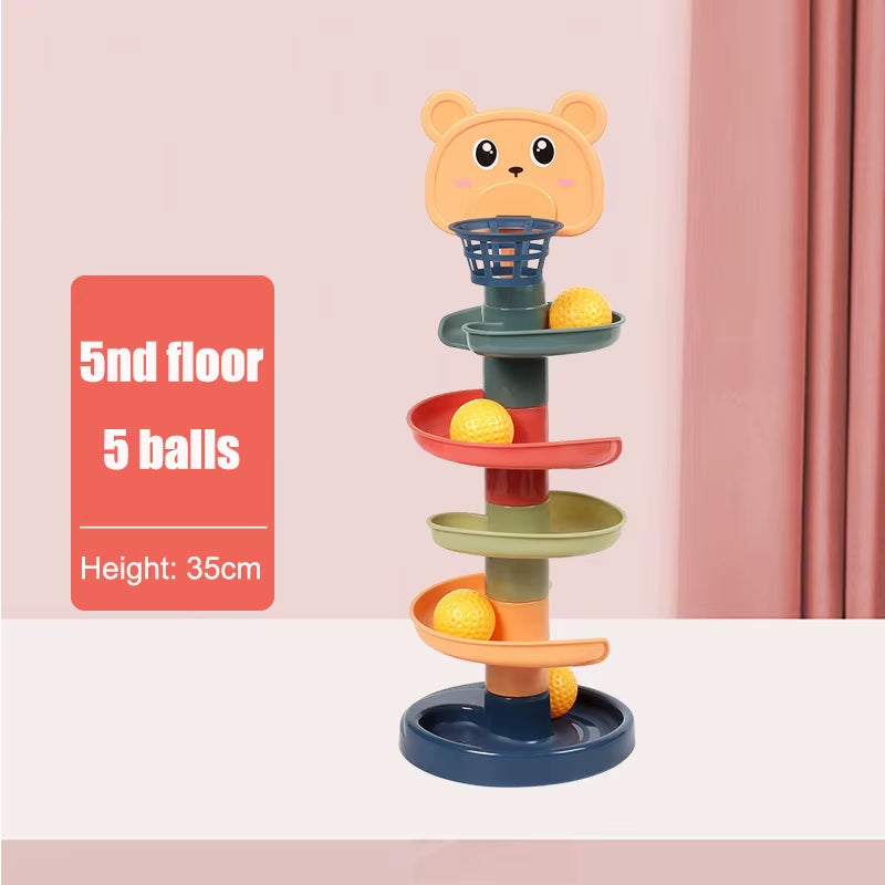 Sliding Rolling Balls Pile Tower Stacking Rotating Spin Track 