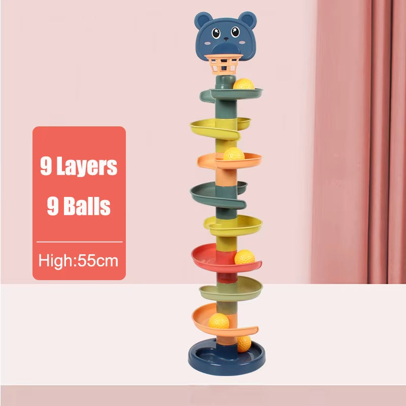 Sliding Rolling Balls Pile Tower Stacking Rotating Spin Track 