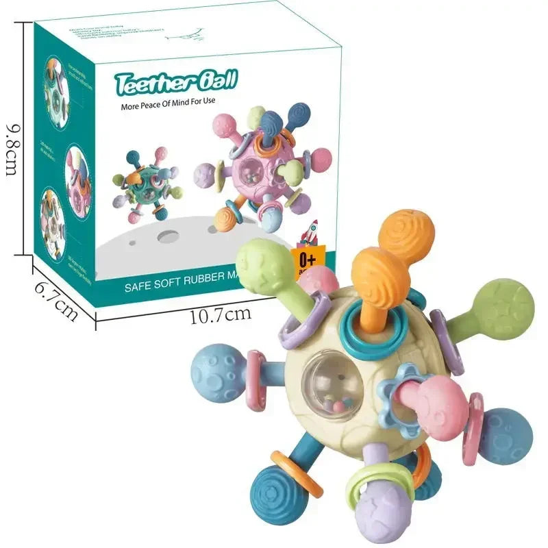 Rotating Rattle Ball Grasping Silicone Teether 