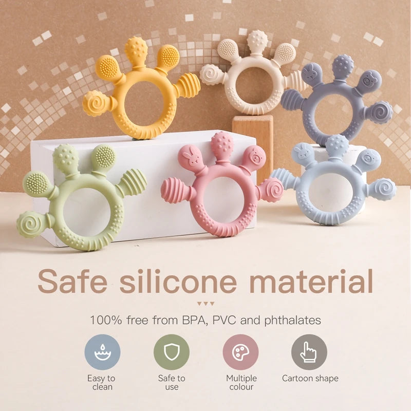 1Pc Silicone Teether,Food Grade Baby 0-12 months