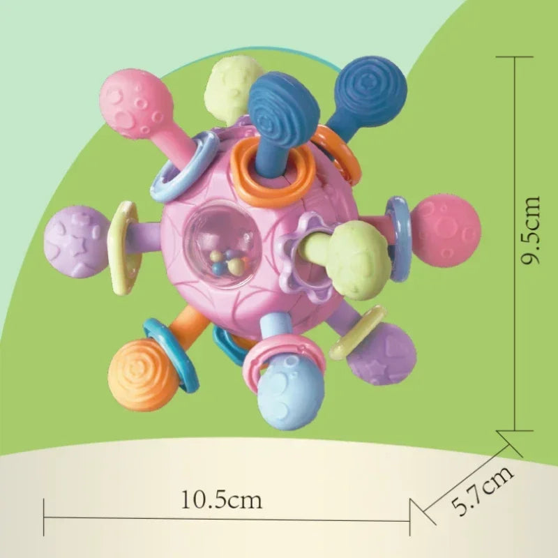 Rotating Rattle Ball Grasping Silicone Teether 