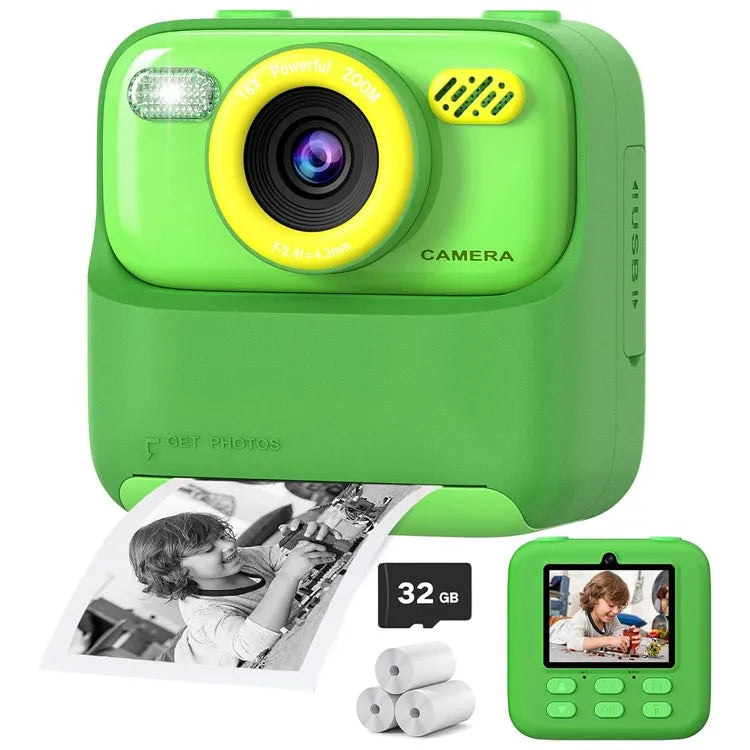 Kids Camera Instant 1080P HD Dual Lens Selfie Digital Camera with 32G Print