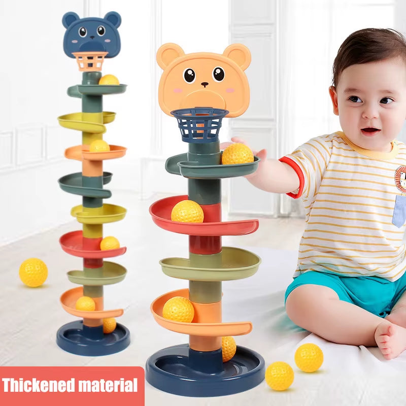 Sliding Rolling Balls Pile Tower Stacking Rotating Spin Track 